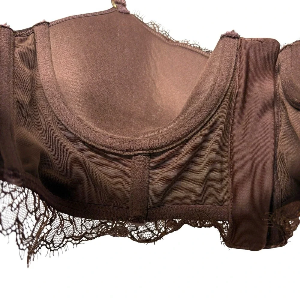 Aerie Womens Corset Balconette Bra 34B Brown Lace Underwire